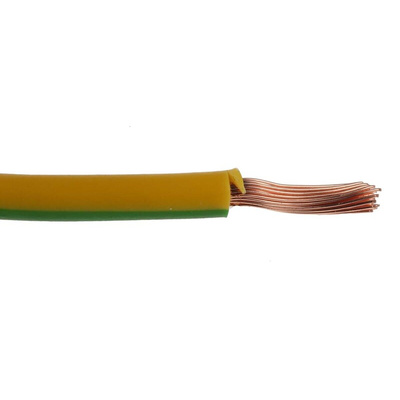 RS PRO Green/Yellow 2.5 mm² Hook Up Wire, 50/0.25 mm, 100m