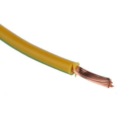 RS PRO Green/Yellow 2.5 mm² Hook Up Wire, 50/0.25 mm, 100m