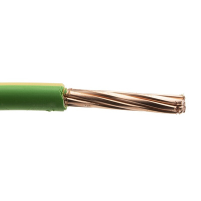 RS PRO Green/Yellow 10 mm² Hook Up Wire, 7/1.35 mm, 100m