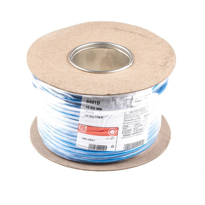 RS PRO Blue 10 mm² Hook Up Wire, 7/1.35 mm, 50m