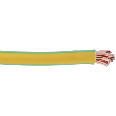 RS PRO Green/Yellow 16 mm² Hook Up Wire, 7/1.7 mm, 50m