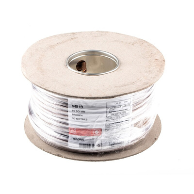 RS PRO Brown 16 mm² Hook Up Wire, 7/1.7 mm, 50m