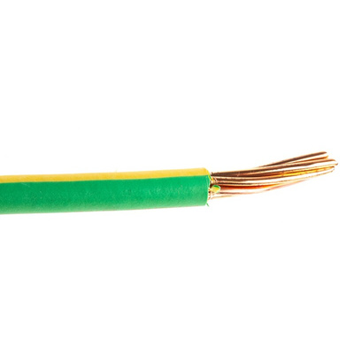 RS PRO Green/Yellow 25 mm² Hook Up Wire, 7/2.14 mm, 50m