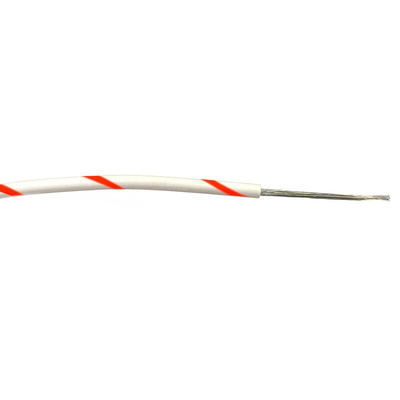 RS PRO Red/White 0.2 mm² Hook Up Wire, 24 AWG, 7/0.2 mm, 100m, PVC Insulation