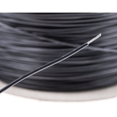 RS PRO Black 0.5 mm² Hook Up Wire, 20 AWG, 16/0.2 mm, 100m, PVC Insulation