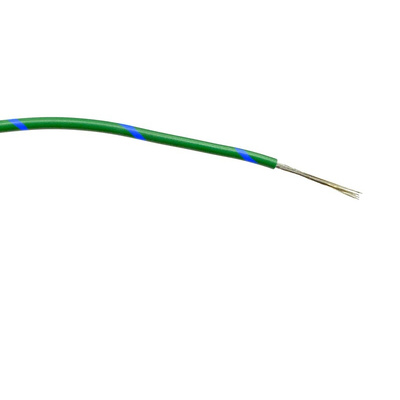 RS PRO Blue/Green 0.5 mm² Hook Up Wire, 20 AWG, 16/0.2 mm, 100m, PVC Insulation