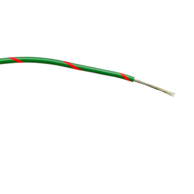 RS PRO Green/Red 0.5 mm² Hook Up Wire, 20 AWG, 16/0.2 mm, 100m, PVC Insulation