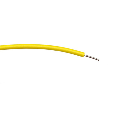 RS PRO Yellow 0.26 mm² Hook Up Wire, 23 AWG, 1/0.6 mm, 100m, PVC Insulation