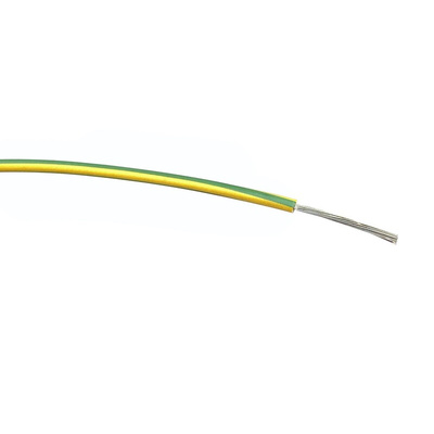 RS PRO Green/Yellow 0.75 mm² Hook Up Wire, 18 AWG, 24/0.2 mm, 100m, PVC Insulation