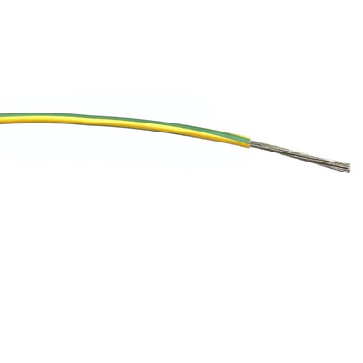 RS PRO Green/Yellow 1mm² Hook Up Wire, 32/0.2 mm, 100m, PVC Insulation