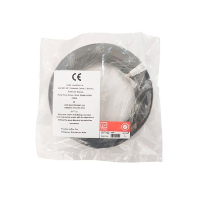 RS PRO Black 0.08 mm² Hook Up Wire, 28 AWG, 1/0.32 mm, 50m, ETFE Insulation