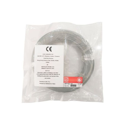 RS PRO Grey 0.05 mm² Hook Up Wire, 30 AWG, 1/0.25 mm, 50m, ETFE Insulation
