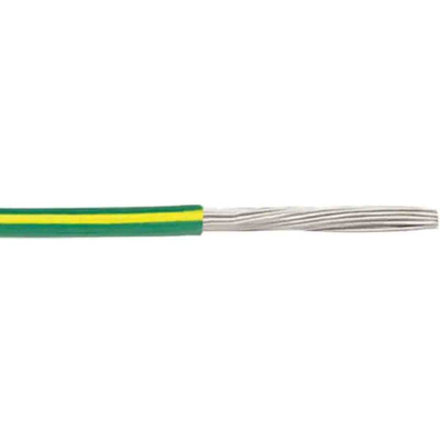 RS PRO Green/Yellow 2.1 mm² Hook Up Wire, 14 AWG, 1C, 305m, MPPE Insulation