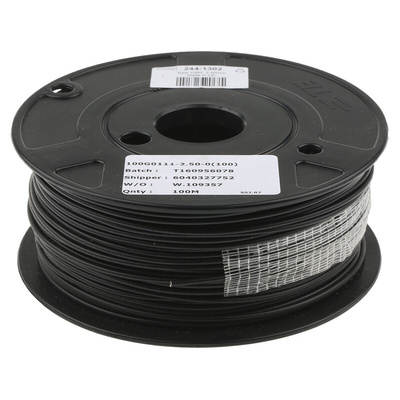 TE Connectivity Black 2.5 mm² Harsh Environment Wire, 0.29 mm, 100m, Polymer Insulation