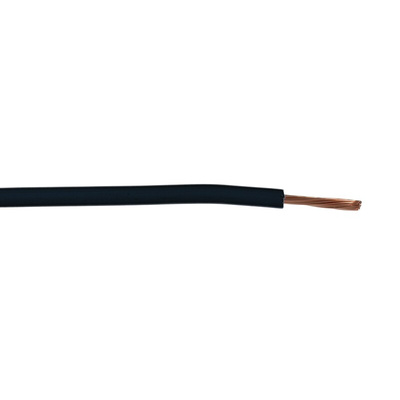 RS PRO Black 1 mm² Hook Up Wire, 18 AWG, 16/0.2mm, 100m, PVC Insulation