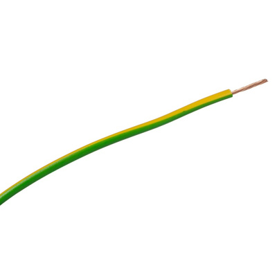 RS PRO Green/Yellow 2.5 mm² Hook Up Wire, 14 AWG, 45/0.25mm, 100m, PVC Insulation