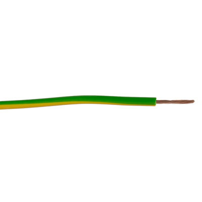 RS PRO Green/Yellow 2.5 mm² Hook Up Wire, 14 AWG, 45/0.25mm, 100m, PVC Insulation
