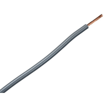 RS PRO Grey 2.5 mm² Hook Up Wire, 14 AWG, 45/0.25mm, 100m, PVC Insulation