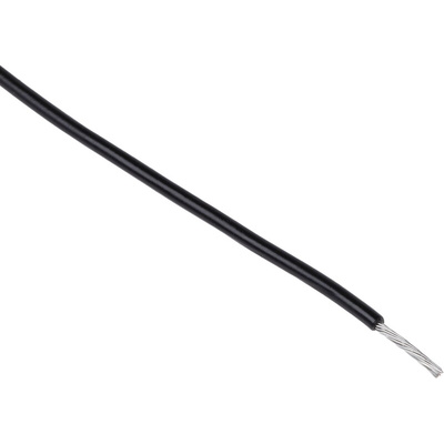 RS PRO Black 0.5 mm² Hook Up Wire, 16/0.2 mm, 100m, PVC Insulation