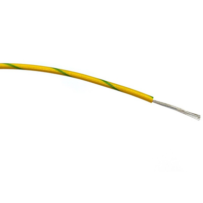 RS PRO Green/Yellow 0.5 mm² Hook Up Wire, 16/0.2 mm, 100m, PVC Insulation
