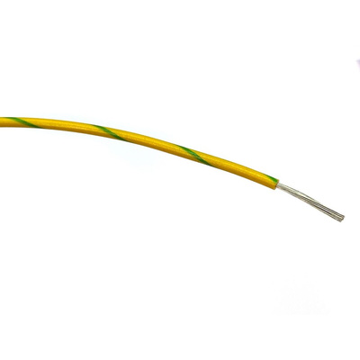 RS PRO Green/Yellow 1 mm² Hook Up Wire, 32/0.2 mm, 100m, PVC Insulation