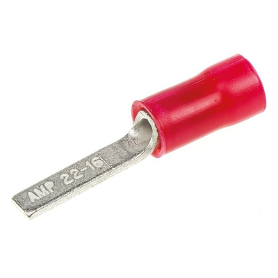 TE Connectivity, PLASTI-GRIP Insulated Crimp Blade Terminal 13mm Blade Length, 0.26mm² to 1.65mm², 22AWG to 16AWG, Red