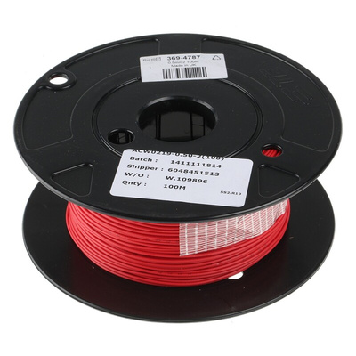TE Connectivity ACW Series Red 0.5 mm² Automotive Wire, 19/0.19 mm, 100m