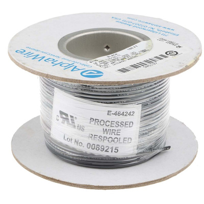 Alpha Wire EcoWire Series Black 0.75 mm² Hook Up Wire, 18 AWG, 16/0.25 mm, 30m, MPPE Insulation