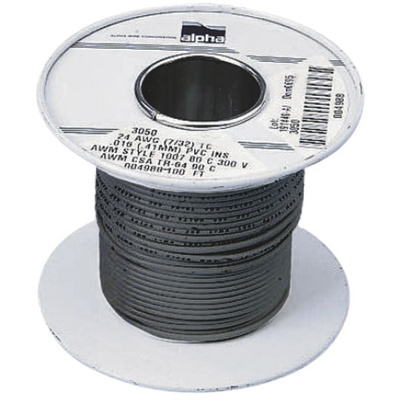 Alpha Wire Grey 0.75 mm² Hook Up Wire, 18 AWG, 16/0.25 mm, 30m, PVC Insulation