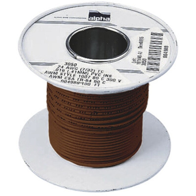 Alpha Wire Brown 0.52 mm² Hook Up Wire, 20 AWG, 10/0.25 mm, 30m, PVC Insulation