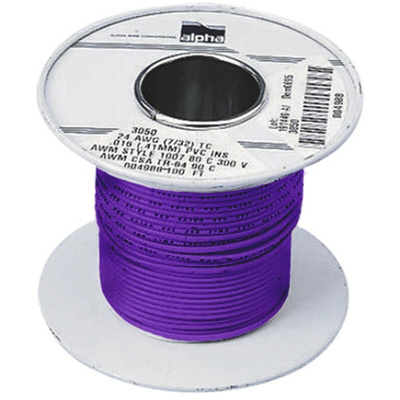 Alpha Wire Purple 0.2 mm² Hook Up Wire, 24 AWG, 7/0.20 mm, 30m, PVC Insulation