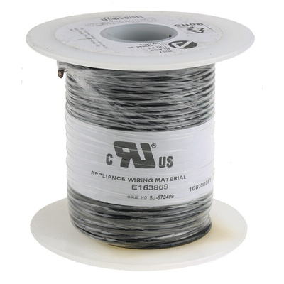 Alpha Wire Premium Series Black 1.3 mm² Hook Up Wire, 16 AWG, 26/0.25 mm, 30m, PVC Insulation