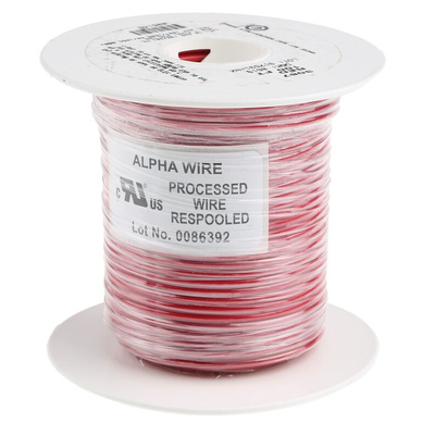Alpha Wire Premium Series Red 1.3 mm² Hook Up Wire, 16 AWG, 26/0.25 mm, 30m, PVC Insulation