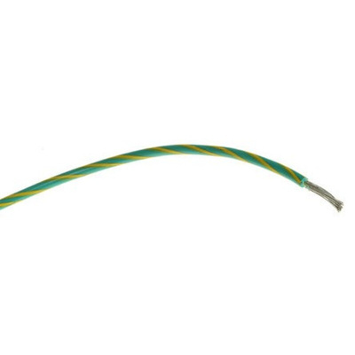 Alpha Wire Green/Yellow 1.3 mm² Hook Up Wire, 16 AWG, 26/0.25 mm, 30m, PVC Insulation