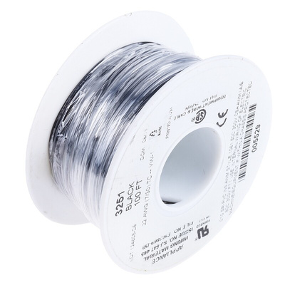 Alpha Wire Premium Series Black 0.33 mm² Hook Up Wire, 22 AWG, 7/0.25 mm, 30m, SR-PVC Insulation