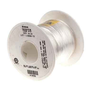 Alpha Wire 5851 Series White 0.05 mm² Hook Up Wire, 30 AWG, 7/0.10 mm, 30m, PTFE Insulation