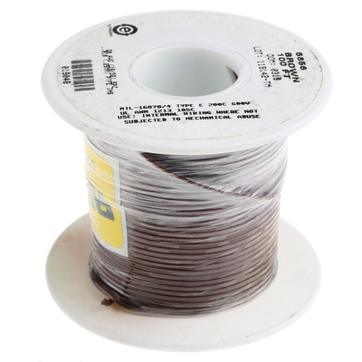 Alpha Wire Premium Series Brown 0.62 mm² Hook Up Wire, 20 AWG, 19/0.20 mm, 30m, PTFE Insulation