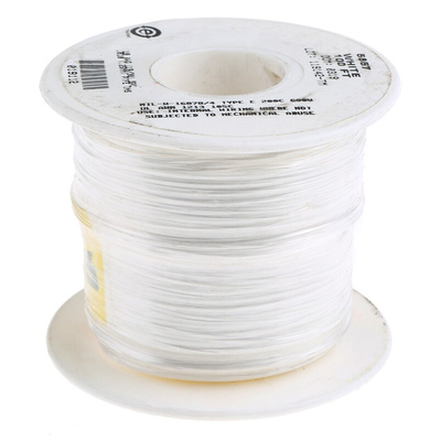 Alpha Wire Premium Series White 0.96 mm² Hook Up Wire, 18 AWG, 19/0.25 mm, 30m, PTFE Insulation