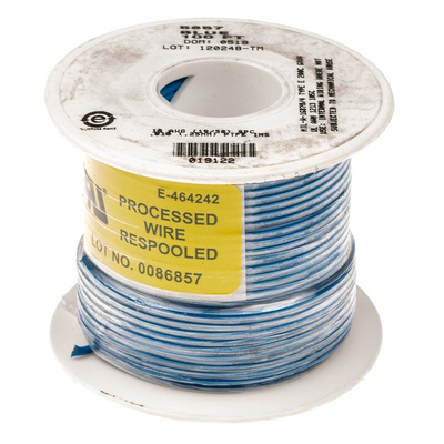 Alpha Wire Premium Series Blue 0.96 mm² Hook Up Wire, 18 AWG, 19/0.25 mm, 30m, PTFE Insulation