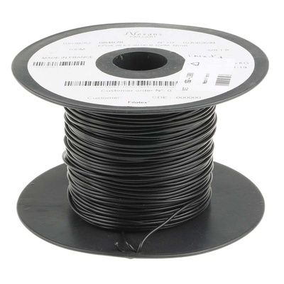 Nexans KY30 Series Black 0.52 mm² Hook Up Wire, 20 AWG, 19/0.2 mm, 100m, PVC Insulation