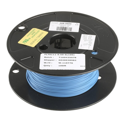 TE Connectivity FlexLite Series Blue 0.5 mm² Equipment Wire, 20 AWG, 19/0.19 mm, 100m, Polyolefin Insulation