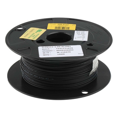 TE Connectivity FlexLite Series Black 1 mm² Equipment Wire, 17 AWG, 19/0.25 mm, 100m, Polyolefin Insulation