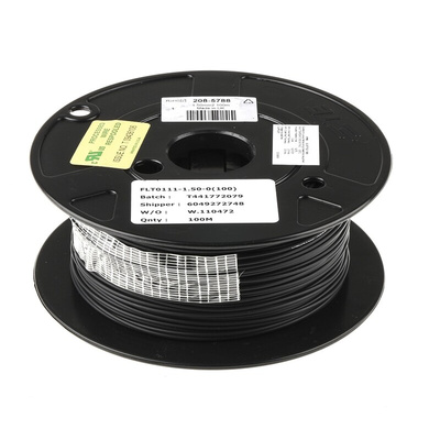 TE Connectivity FlexLite Series Black 1.5 mm² Equipment Wire, 16 AWG, 19/0.32 mm, 100m, Polyolefin Insulation