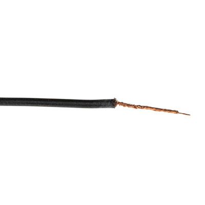 Hew Heinz Eilentropp SIFF Series Black 0.26 mm² Hook Up Wire, 23 AWG, 130/0.05 mm, 100m, Silicone Insulation