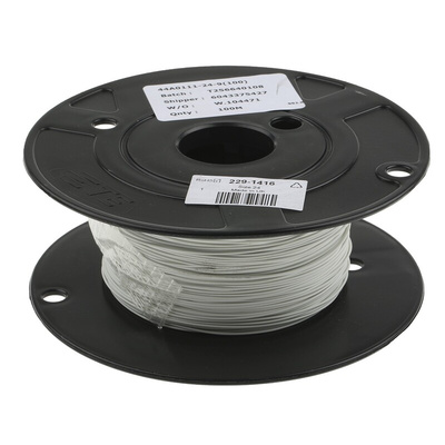 TE Connectivity White 0.25 mm² Harsh Environment Wire, 24 AWG, 19/36, 100m, Polyalkene Insulation