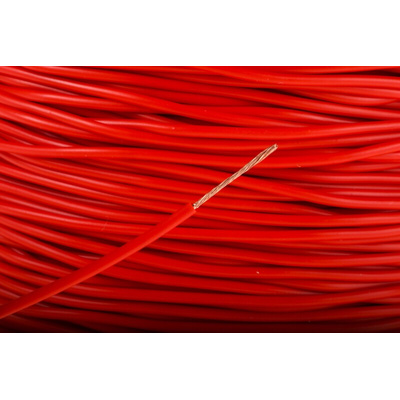 Staubli Red 0.25 mm² Hook Up Wire, 23 AWG, 66/0.07 mm, 100m, PVC Insulation