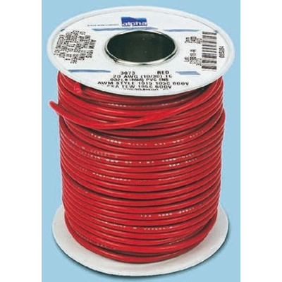 Alpha Wire Red 2.1 mm² Hook Up Wire, 14 AWG, 41/0.25 mm, 30m, PVC Insulation