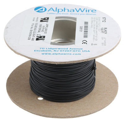 Alpha Wire EcoWire Series Black 0.2 mm² Hook Up Wire, 24 AWG, 7/0.20 mm, 30m, MPPE Insulation