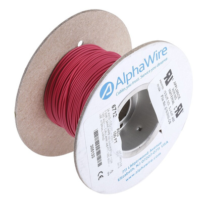 Alpha Wire EcoWire Series Red 0.2 mm² Hook Up Wire, 24 AWG, 7/0.20 mm, 30m, MPPE Insulation