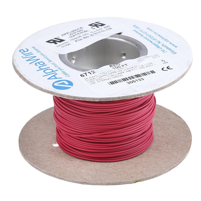 Alpha Wire EcoWire Series Red 0.2 mm² Hook Up Wire, 24 AWG, 7/0.20 mm, 30m, MPPE Insulation